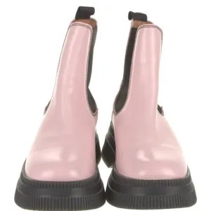 Ganni Pink and Black Ankle Boots with Chunky Sole
