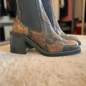 Ganni Real Snakeskin Boot with Chunky Heel