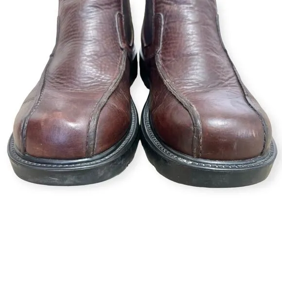 GBX Smooth Brown Chunky Lug Sole Y2K 90s Chelsea Ankle Boots Men's Size 10