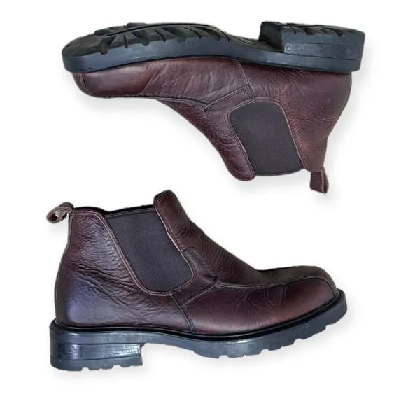 GBX Smooth Brown Chunky Lug Sole Y2K 90s Chelsea Ankle Boots Men's Size 10