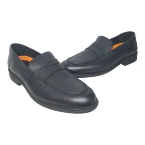 George Brown Bilt Mens Black Pebbled Leather Penny Loafers