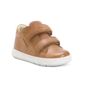 GEOX Caramel Unisex Leather Biglia Mid Cut Velcro Sneakers (Baby, Toddler)