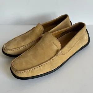 GEOX Respira Mens Driving Loafers Brown Leather Moc Toe Size 41 / US 8