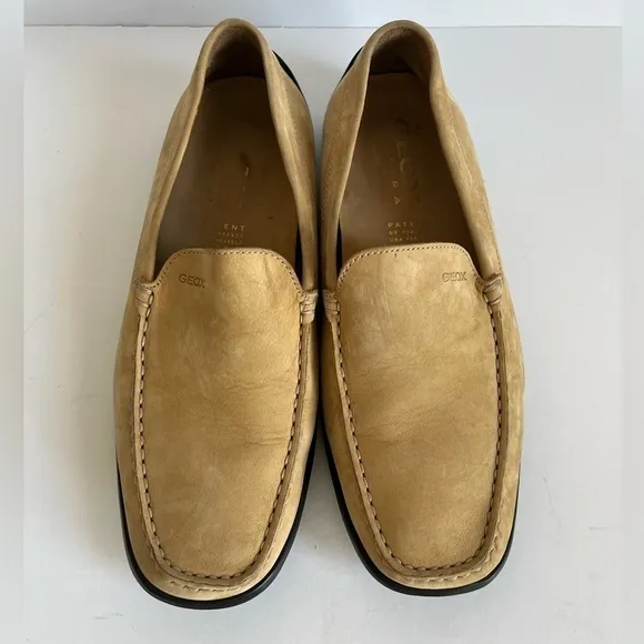 GEOX Respira Mens Driving Loafers Brown Leather Moc Toe Size 41 / US 8