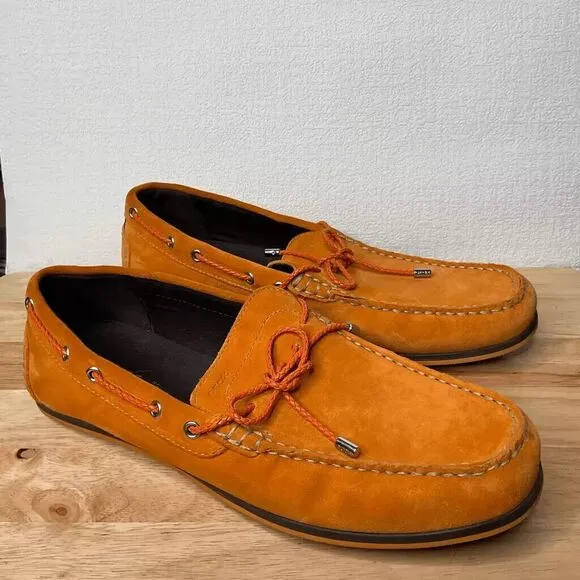 Geox Respira Suede Moccasins Driving Loafers Men Size 45/US12 Orange/Sienna