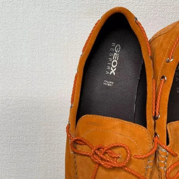 Geox Respira Suede Moccasins Driving Loafers Men Size 45/US12 Orange/Sienna