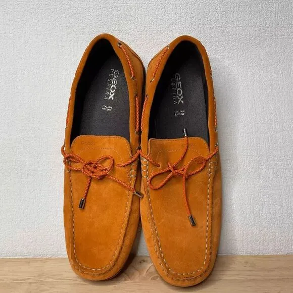 Geox Respira Suede Moccasins Driving Loafers Men Size 45/US12 Orange/Sienna