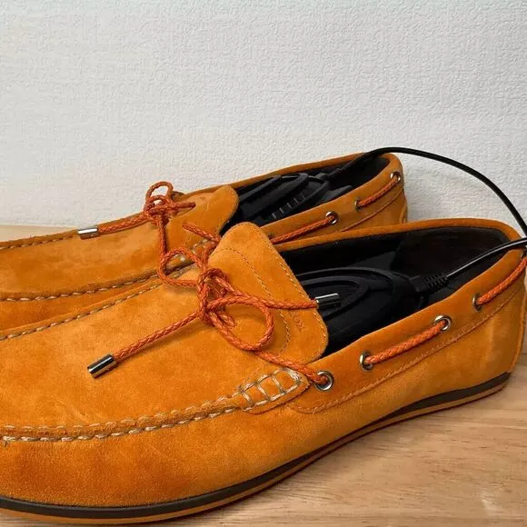 Geox Respira Suede Moccasins Driving Loafers Men Size 45/US12 Orange/Sienna