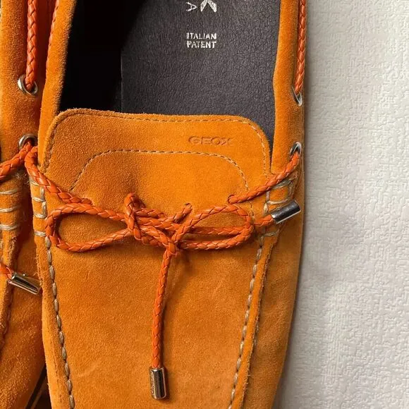 Geox Respira Suede Moccasins Driving Loafers Men Size 45/US12 Orange/Sienna
