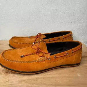Geox Respira Suede Moccasins Driving Loafers Men Size 45/US12 Orange/Sienna