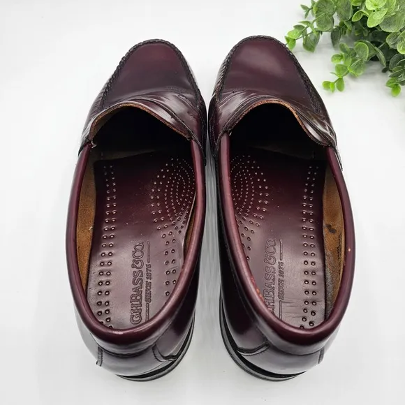 GH Bass &amp; Co. Weejuns Leather Penny Loafers Men's 10.5 EE Dress Shoes Burgundy