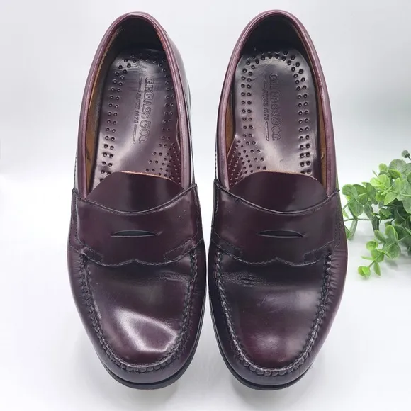 GH Bass &amp; Co. Weejuns Leather Penny Loafers Men's 10.5 EE Dress Shoes Burgundy