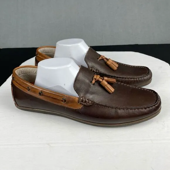 G.H. BASS Men's Size 13 M Slip On Brown Leather Slip On Driving Loafers