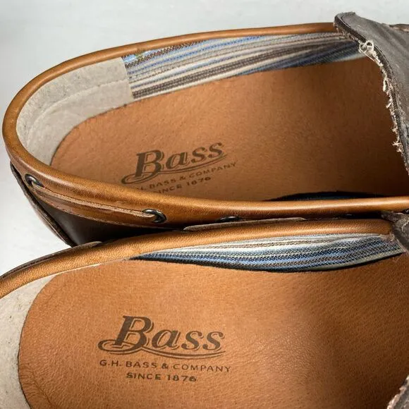 G.H. BASS Men's Size 13 M Slip On Brown Leather Slip On Driving Loafers