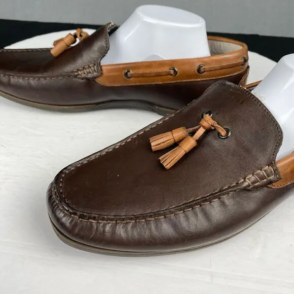 G.H. BASS Men's Size 13 M Slip On Brown Leather Slip On Driving Loafers