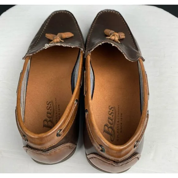 G.H. BASS Men's Size 13 M Slip On Brown Leather Slip On Driving Loafers