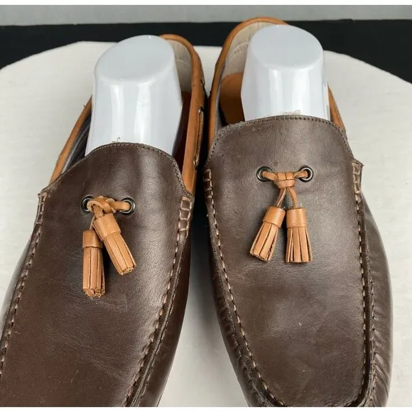 G.H. BASS Men's Size 13 M Slip On Brown Leather Slip On Driving Loafers