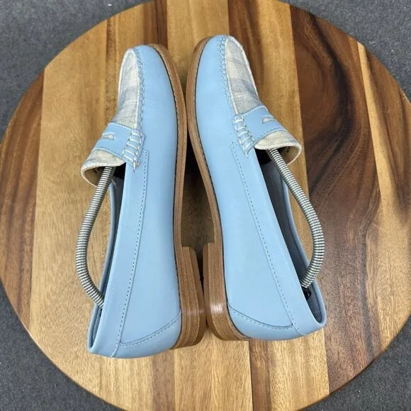G.H Bass Weejuns Whitney plaid Blue Penny Loafers Women Size 8.5 Leather