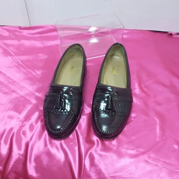 G.H. Bass Weejuns Logan Mens SZ 9.5E Red Leather Slip On Tassel Penny Loafers.