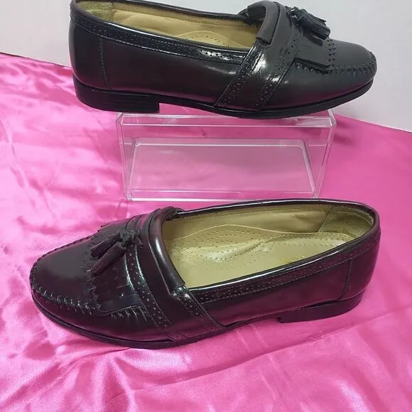 G.H. Bass Weejuns Logan Mens SZ 9.5E Red Leather Slip On Tassel Penny Loafers.