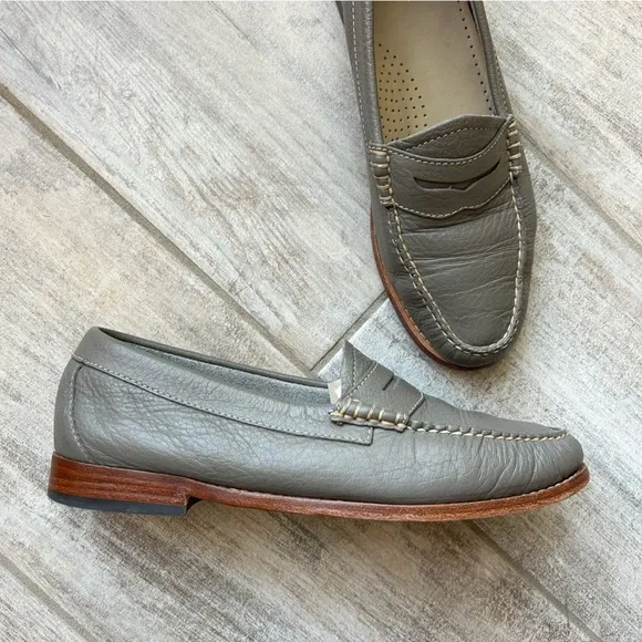 G.H. Bass Whitney Easy Weejuns Penny Loafers Gray Nappa Leather Size 7.5M