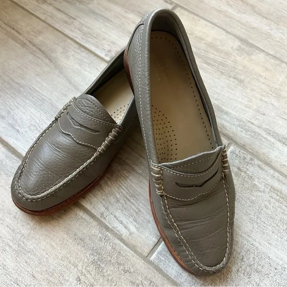 G.H. Bass Whitney Easy Weejuns Penny Loafers Gray Nappa Leather Size 7.5M