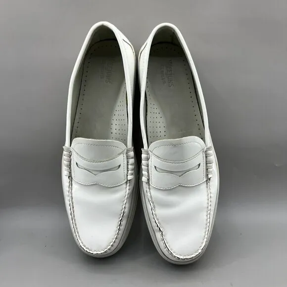 G.H.Bass Weejuns Penny Loafers Men Size 11.5 White Leather Slip-On Comfort Shoes