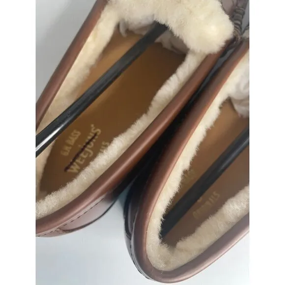 G.H.BASS Whitney Shearling Lined Penny Loafers Weejuns Size 6.5 Leather NEW