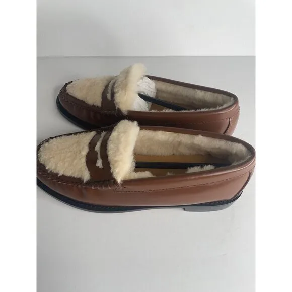 G.H.BASS Whitney Shearling Lined Penny Loafers Weejuns Size 6.5 Leather NEW