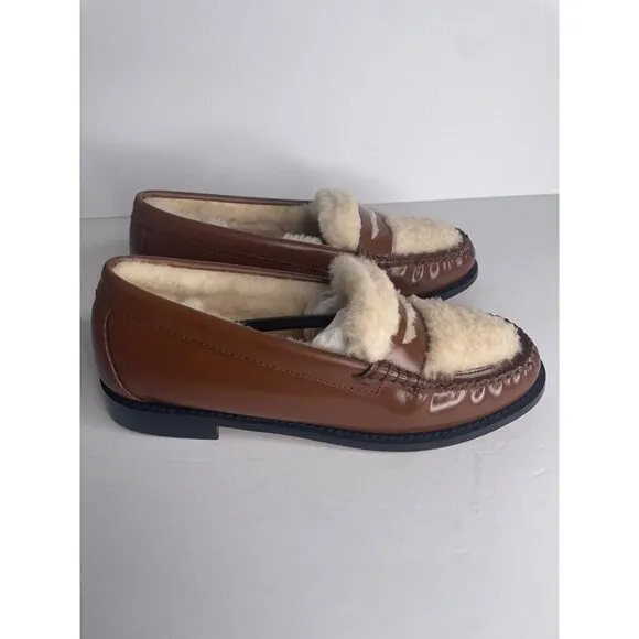 G.H.BASS Whitney Shearling Lined Penny Loafers Weejuns Size 6.5 Leather NEW