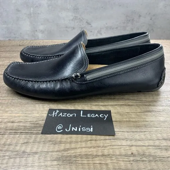 G.H. Bass~Men’s~”Wheldon Grosgrain”~Black Leather Driving Loafers~Size 10M