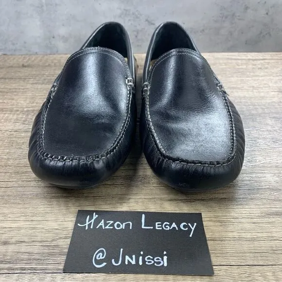 G.H. Bass~Men’s~”Wheldon Grosgrain”~Black Leather Driving Loafers~Size 10M