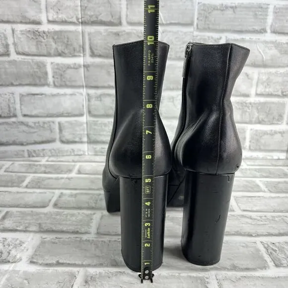 Gianni Bini Kiran Women’s Size 9 Black Leather Platform Chunky Goth Boots