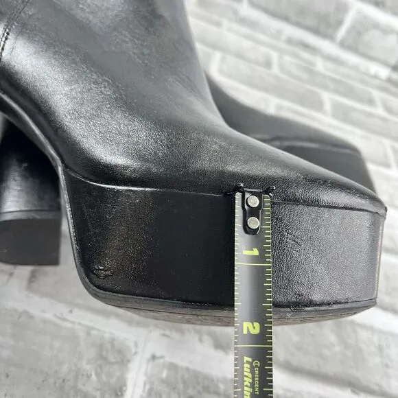 Gianni Bini Kiran Women’s Size 9 Black Leather Platform Chunky Goth Boots