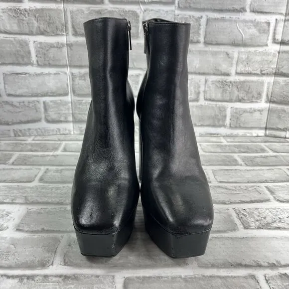Gianni Bini Kiran Women’s Size 9 Black Leather Platform Chunky Goth Boots