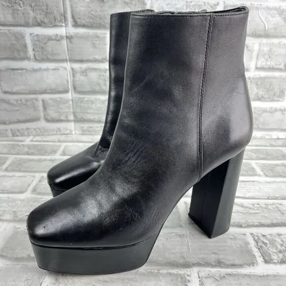 Gianni Bini Kiran Women’s Size 9 Black Leather Platform Chunky Goth Boots