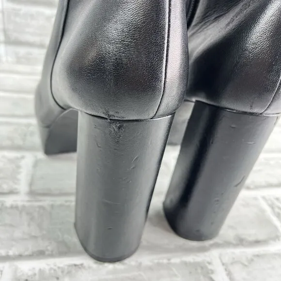 Gianni Bini Kiran Women’s Size 9 Black Leather Platform Chunky Goth Boots