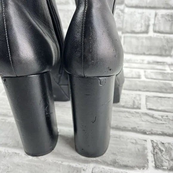 Gianni Bini Kiran Women’s Size 9 Black Leather Platform Chunky Goth Boots