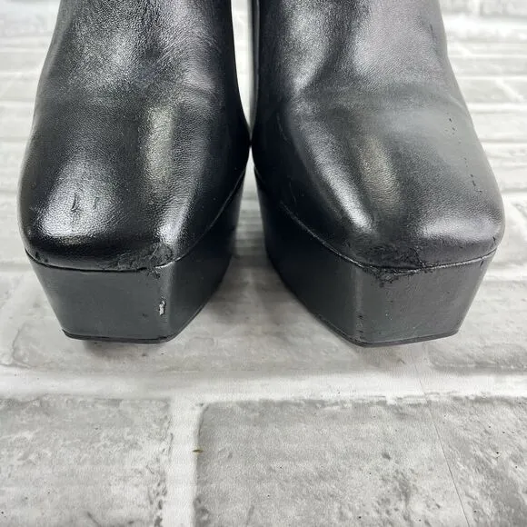 Gianni Bini Kiran Women’s Size 9 Black Leather Platform Chunky Goth Boots