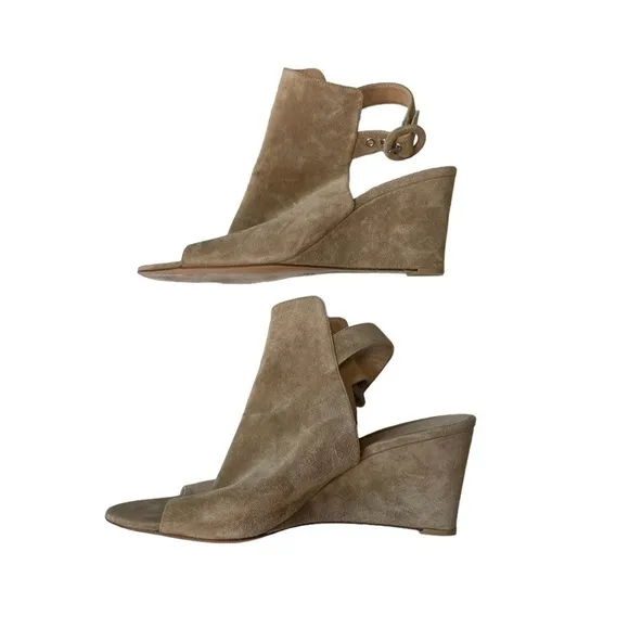 Gianvito Rossi Suede Peep-Toe Wedge Sandal 39.5