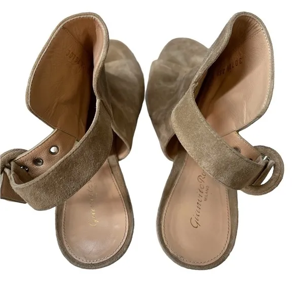 Gianvito Rossi Suede Peep-Toe Wedge Sandal 39.5