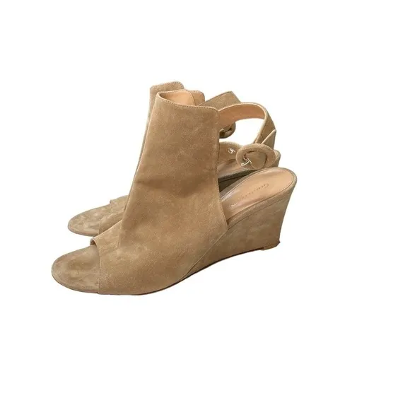 Gianvito Rossi Suede Peep-Toe Wedge Sandal 39.5