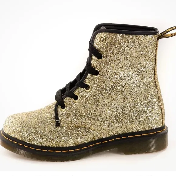Girls DR Martens size BIG 5 1460 FARRAHGOLDCHUNKY GLITTER