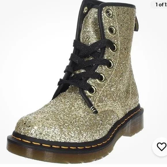Girls DR Martens size BIG 5 1460 FARRAHGOLDCHUNKY GLITTER