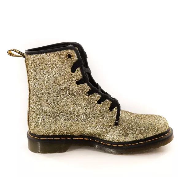 Girls DR Martens size BIG 5 1460 FARRAHGOLDCHUNKY GLITTER