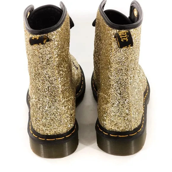 Girls DR Martens size BIG 5 1460 FARRAHGOLDCHUNKY GLITTER