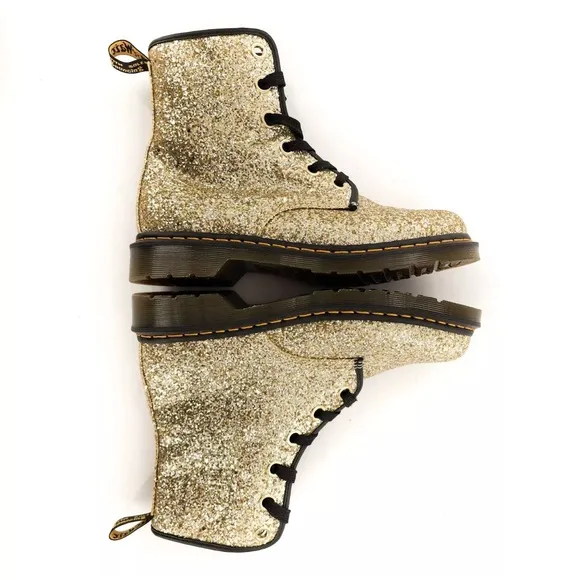 Girls DR Martens size BIG 5 1460 FARRAHGOLDCHUNKY GLITTER