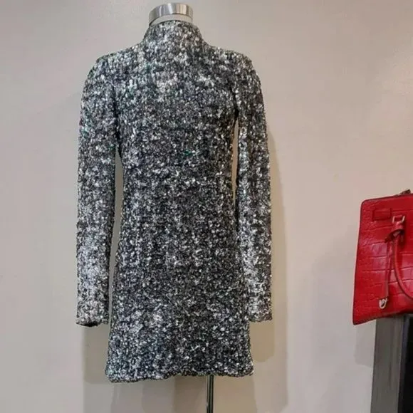 💥GLAMOROUS💥Silver Sequin Open Back Mini Dress