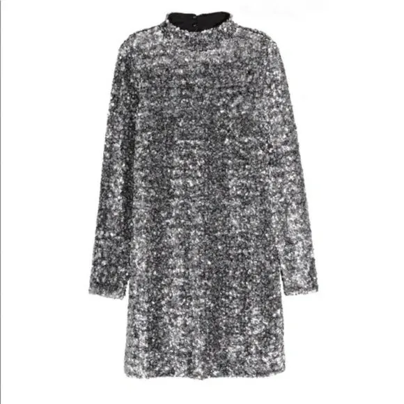 💥GLAMOROUS💥Silver Sequin Open Back Mini Dress