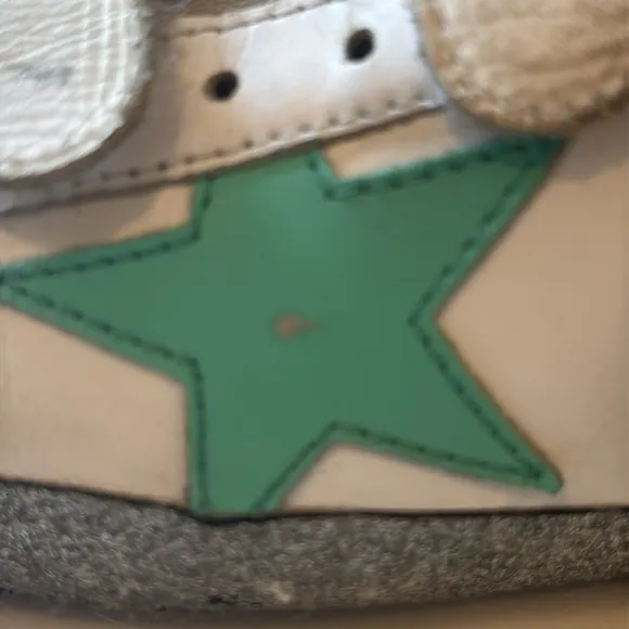 GOLDEN GOOSE Old School Leather Grip-Strap Glitter-Sole Sneakers size 35 us 5